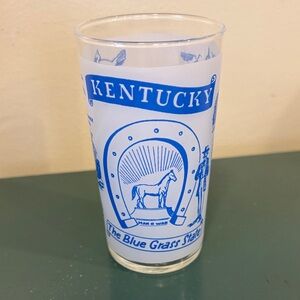 Vintage Hazel-Atlas Glass Co. Frosted Kentucky Souvenir Drinking Glass.